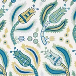 Schumacher 179850 Malabar Vine Peacock fabric swatch
