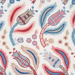 Schumacher 179851 Malabar Vine Sky & Rose fabric swatch
