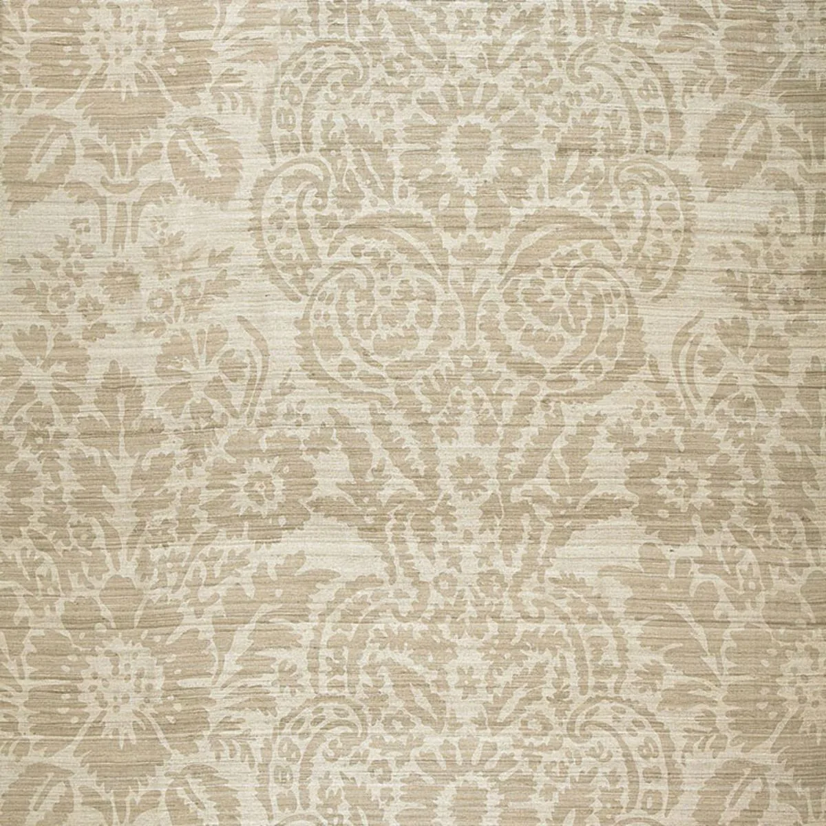 Schumacher 174610 Malay Damask Print Putty fabric swatch