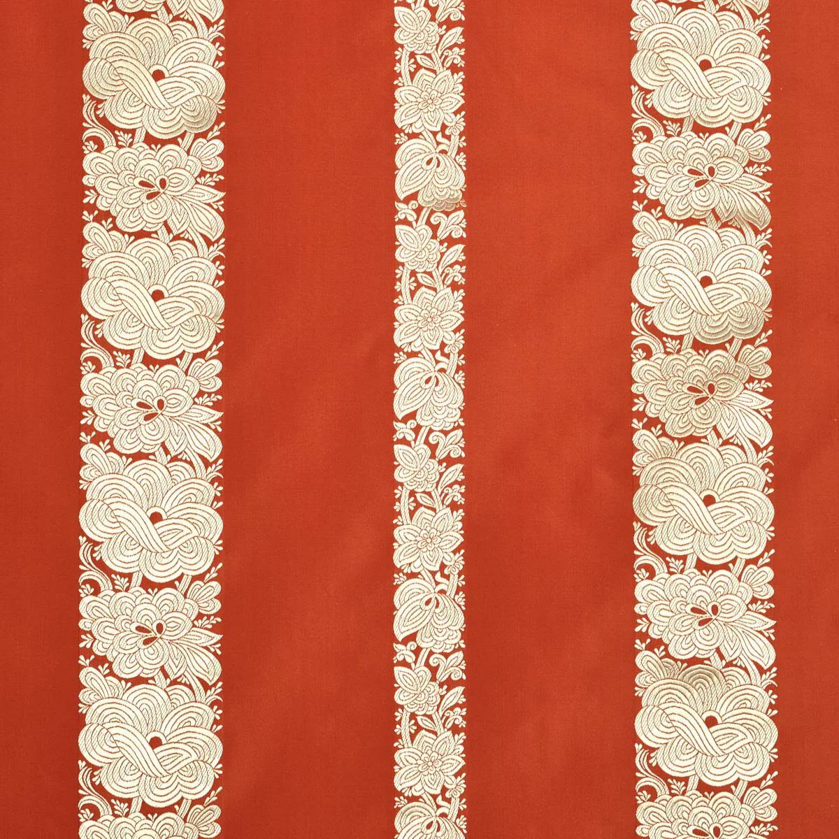 Schumacher 64431 Mandarin Silk Stripe Coral fabric swatch