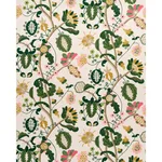 Schumacher 81511 Mandevilla Embroidery Pink & Green fabric swatch
