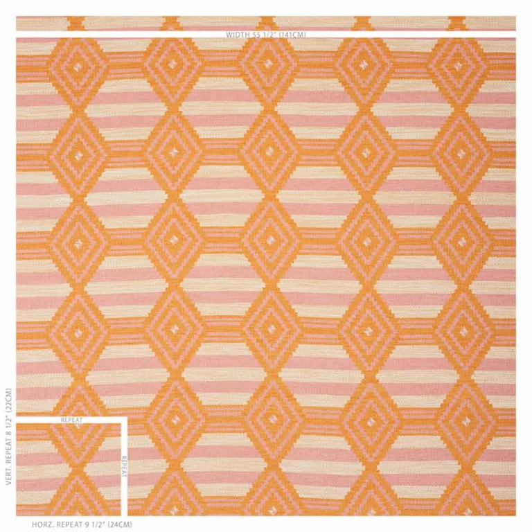 Schumacher 77440 Manta Performance Pink & Orange fabric swatch