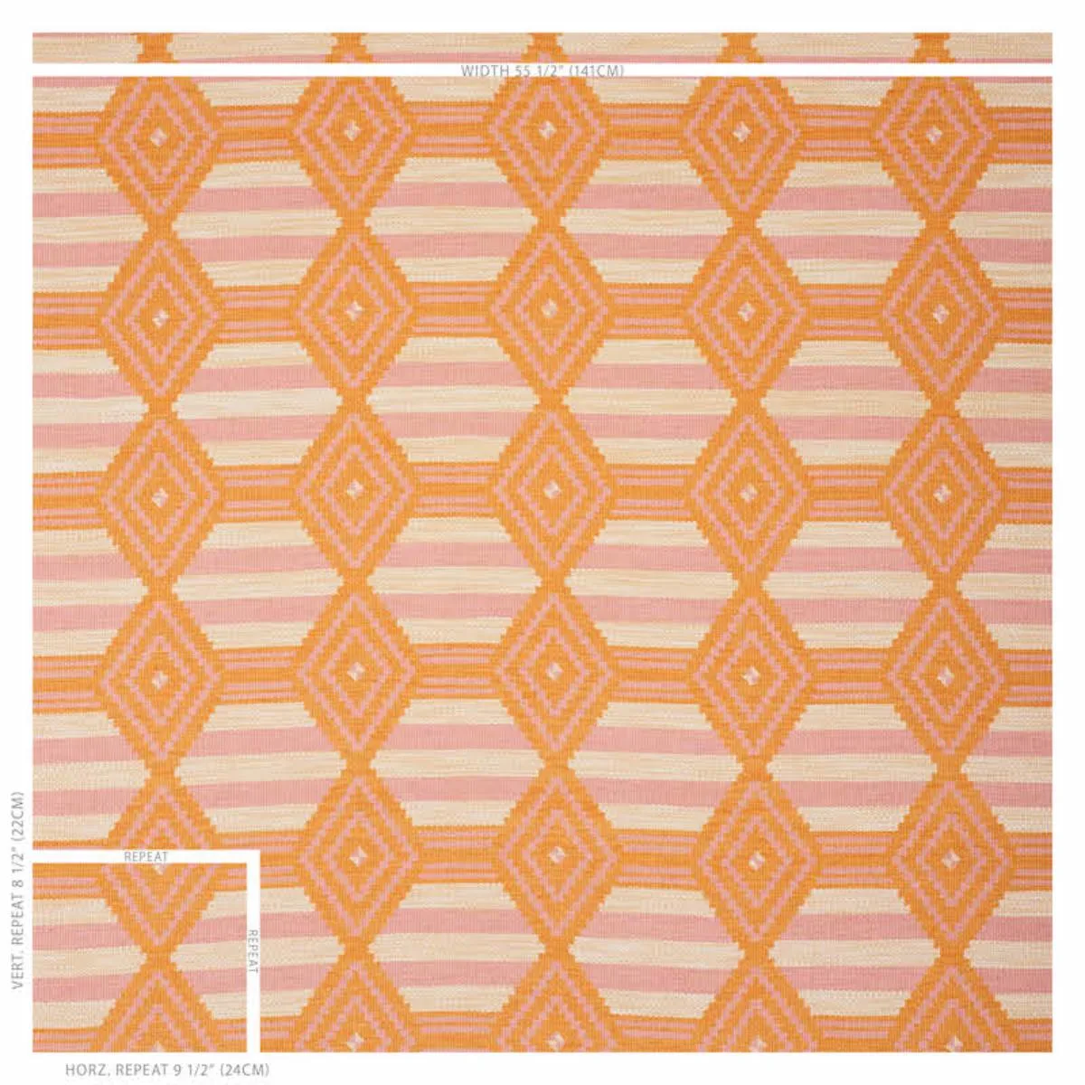 Schumacher 77440 Manta Performance Pink & Orange fabric swatch