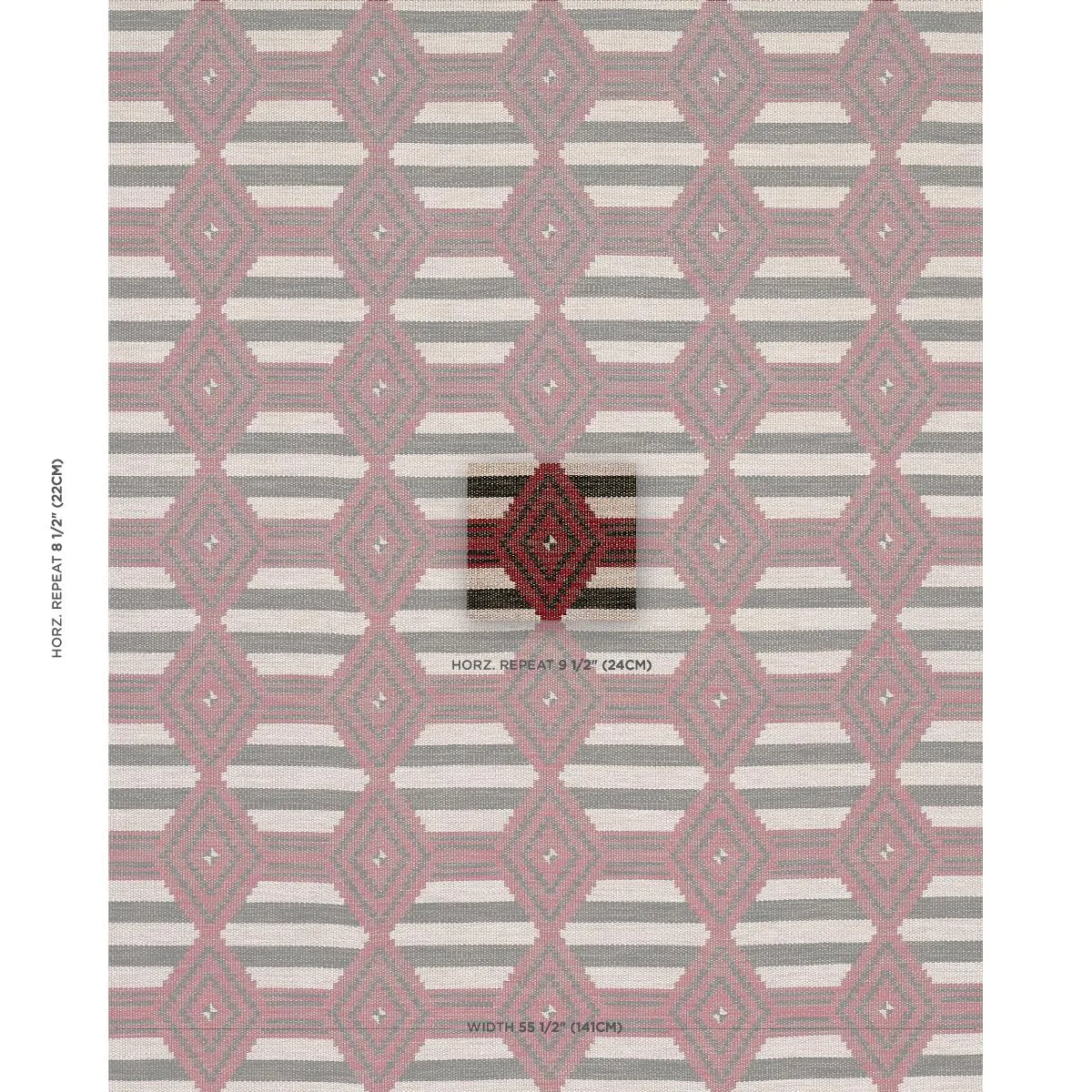 Schumacher 77444 Manta Performance Red & Black fabric swatch