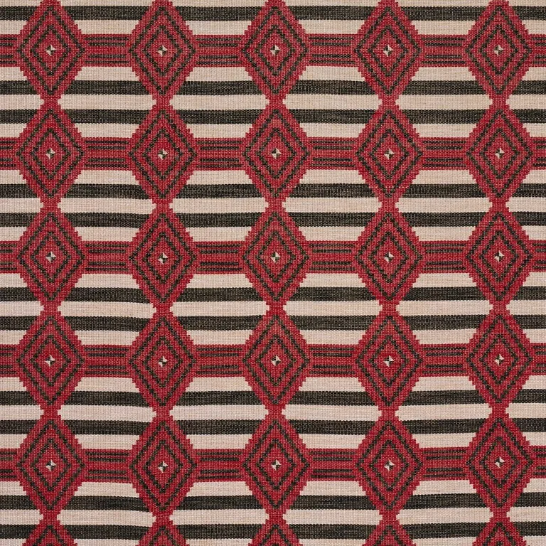 Schumacher 77444 Manta Performance Red & Black fabric swatch