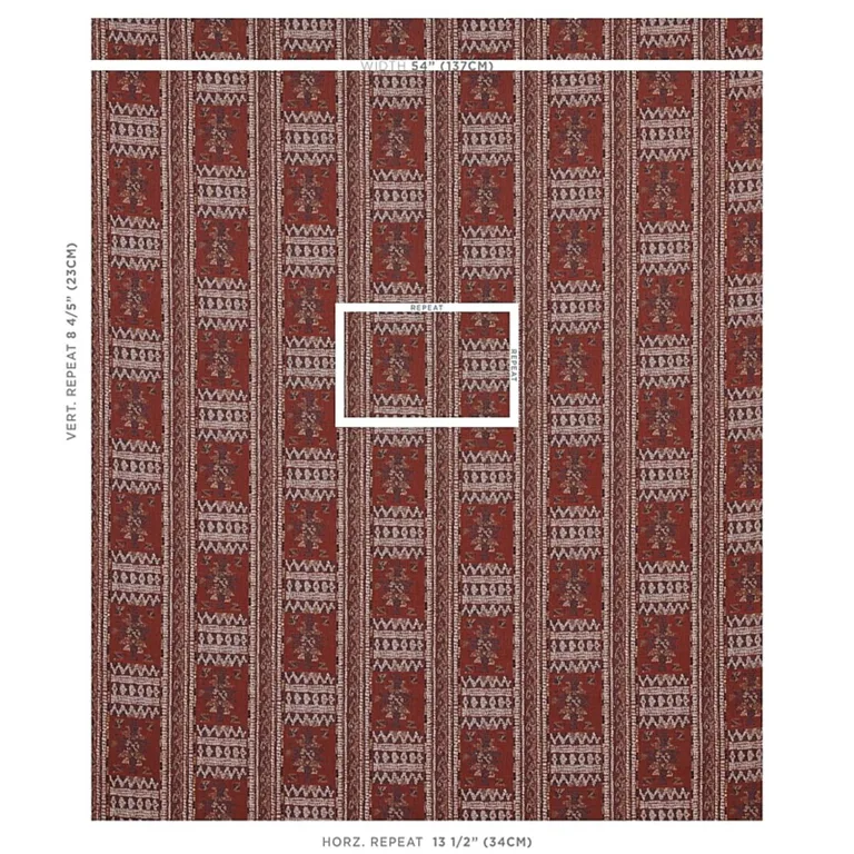 Schumacher 80631 Maracena Jacquard Red fabric swatch