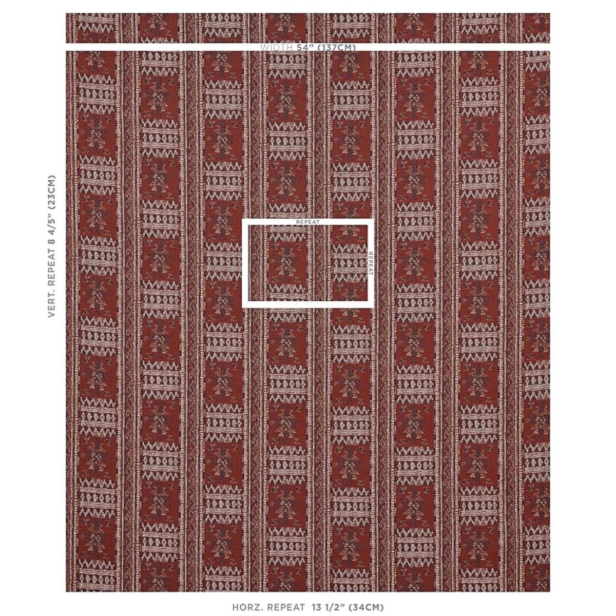 Schumacher 80631 Maracena Jacquard Red fabric swatch