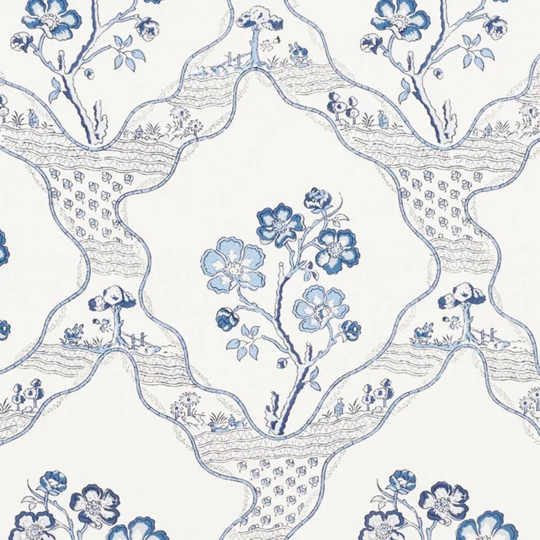 Schumacher 176850 Marella Delft fabric swatch