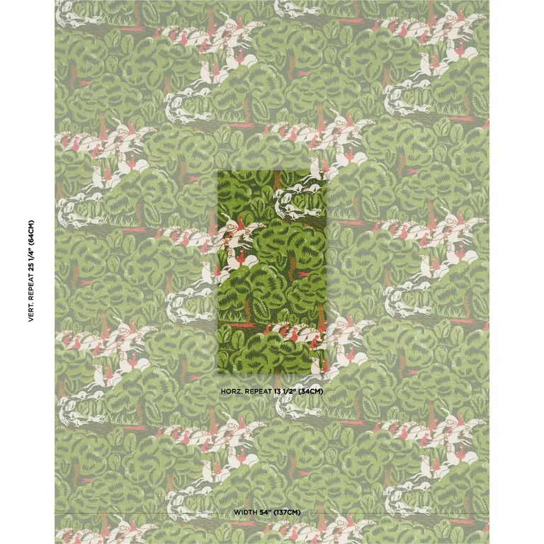 Schumacher 182340 Margaret Schloeman's Fox Chase Forest fabric swatch