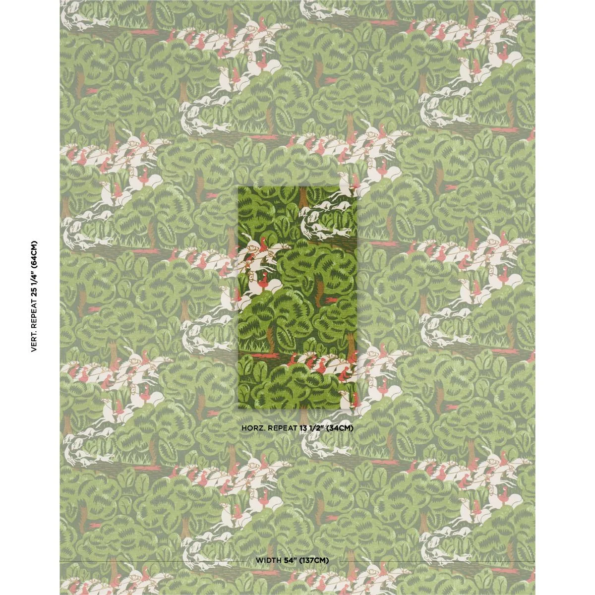 Schumacher 182340 Margaret Schloeman's Fox Chase Forest fabric swatch