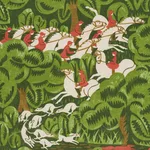 Schumacher 182340 Margaret Schloeman's Fox Chase Forest fabric swatch