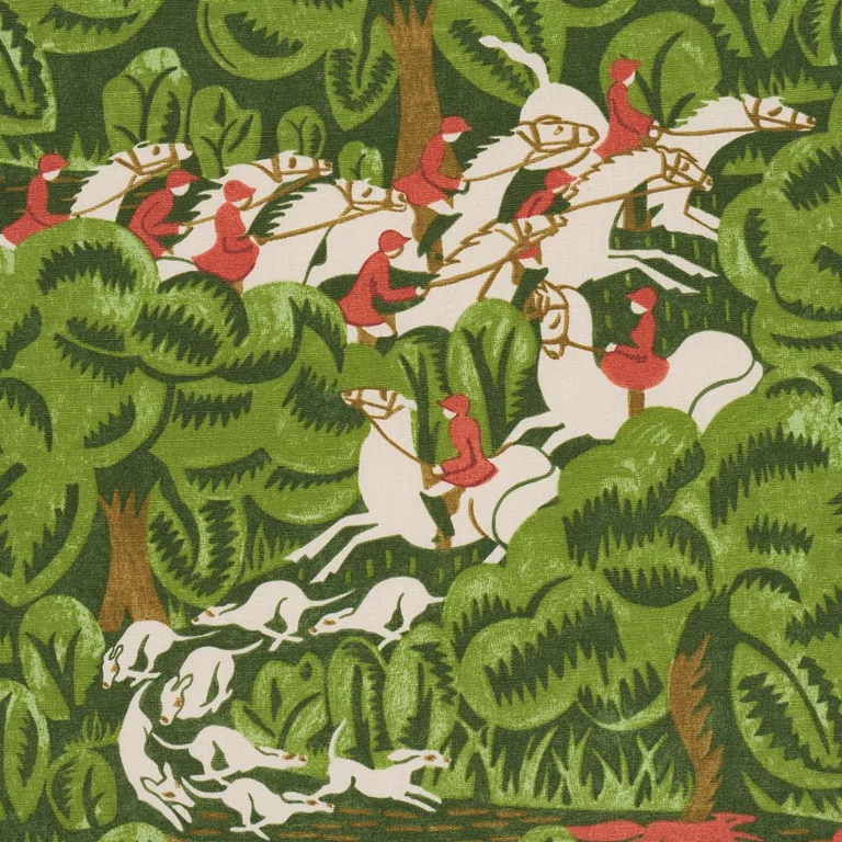 Schumacher 182340 Margaret Schloeman's Fox Chase Forest fabric swatch