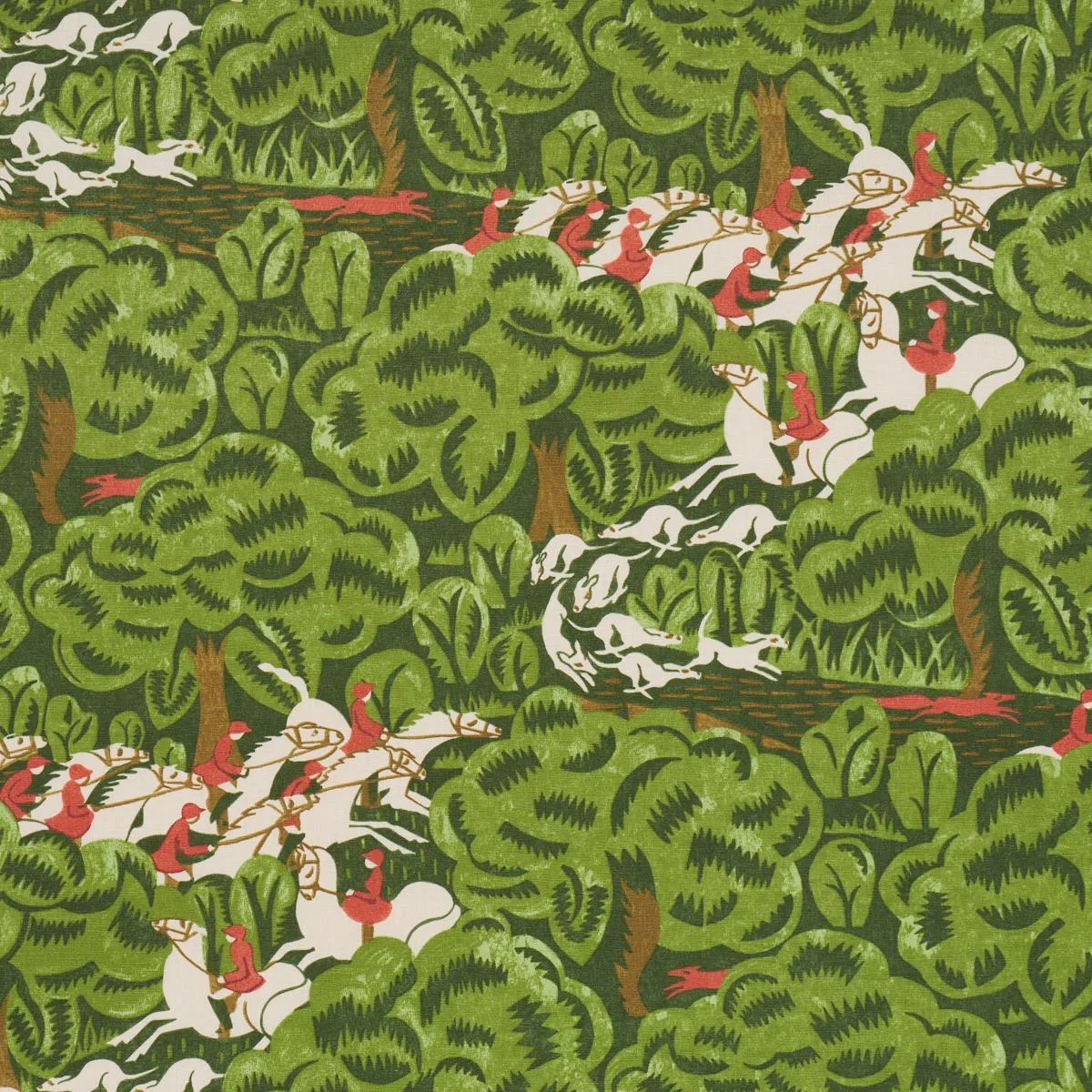 Schumacher 182340 Margaret Schloeman's Fox Chase Forest fabric swatch