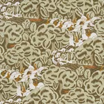 Schumacher 182342 Margaret Schloeman's Fox Chase Sage & Soft Brown fabric swatch