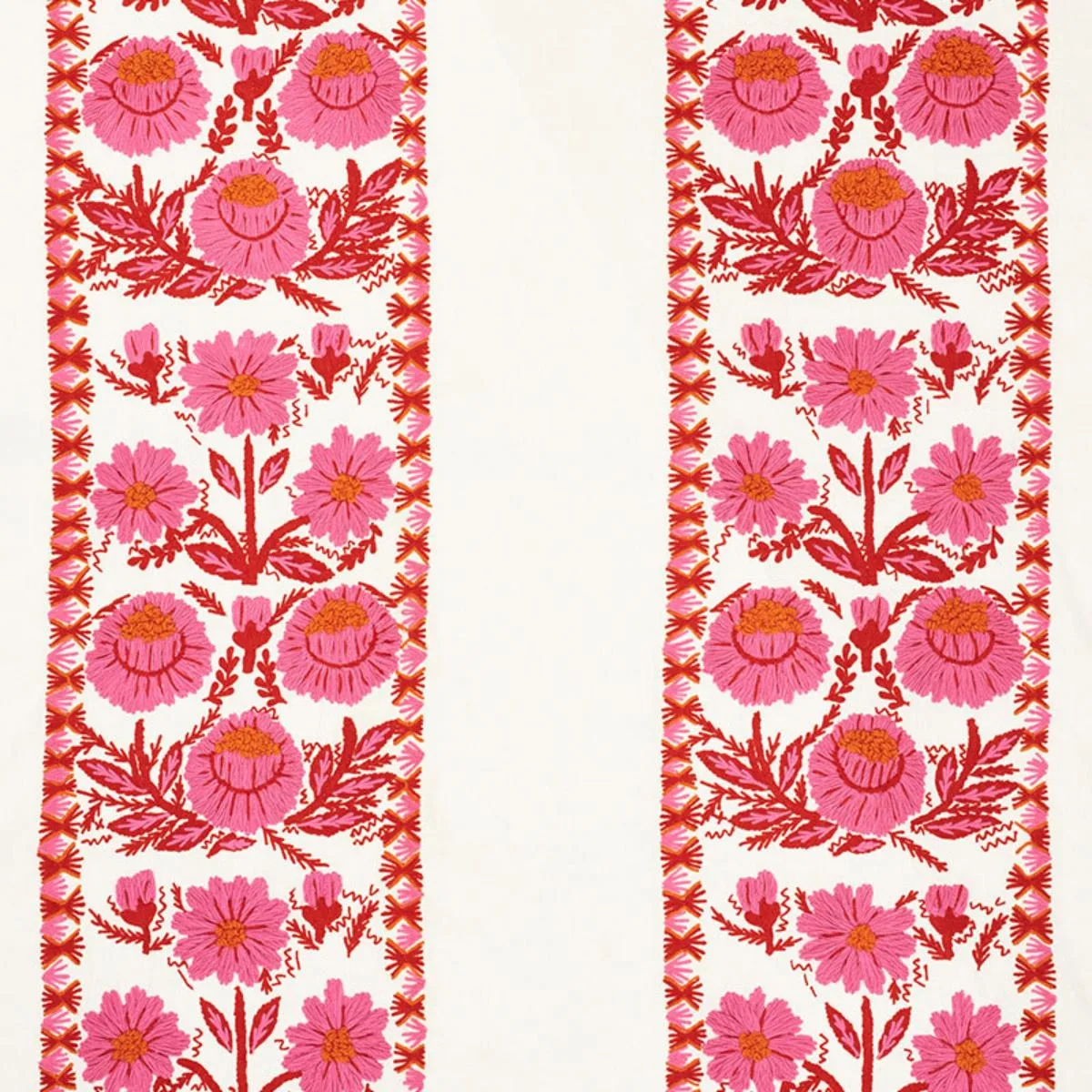 Schumacher 72331 Marguerite Embroidery Blossom fabric swatch