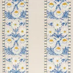 Schumacher 72332 Marguerite Embroidery Blue & Ochre fabric swatch