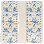 Schumacher 72332 Marguerite Embroidery Blue & Ochre fabric swatch