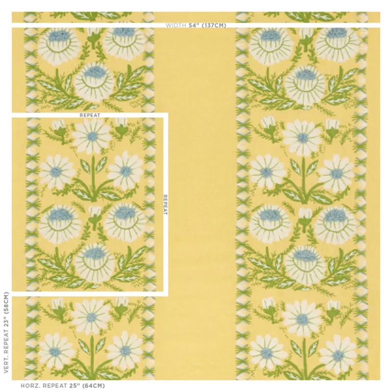 Schumacher 72333 Marguerite Embroidery Buttercup fabric swatch