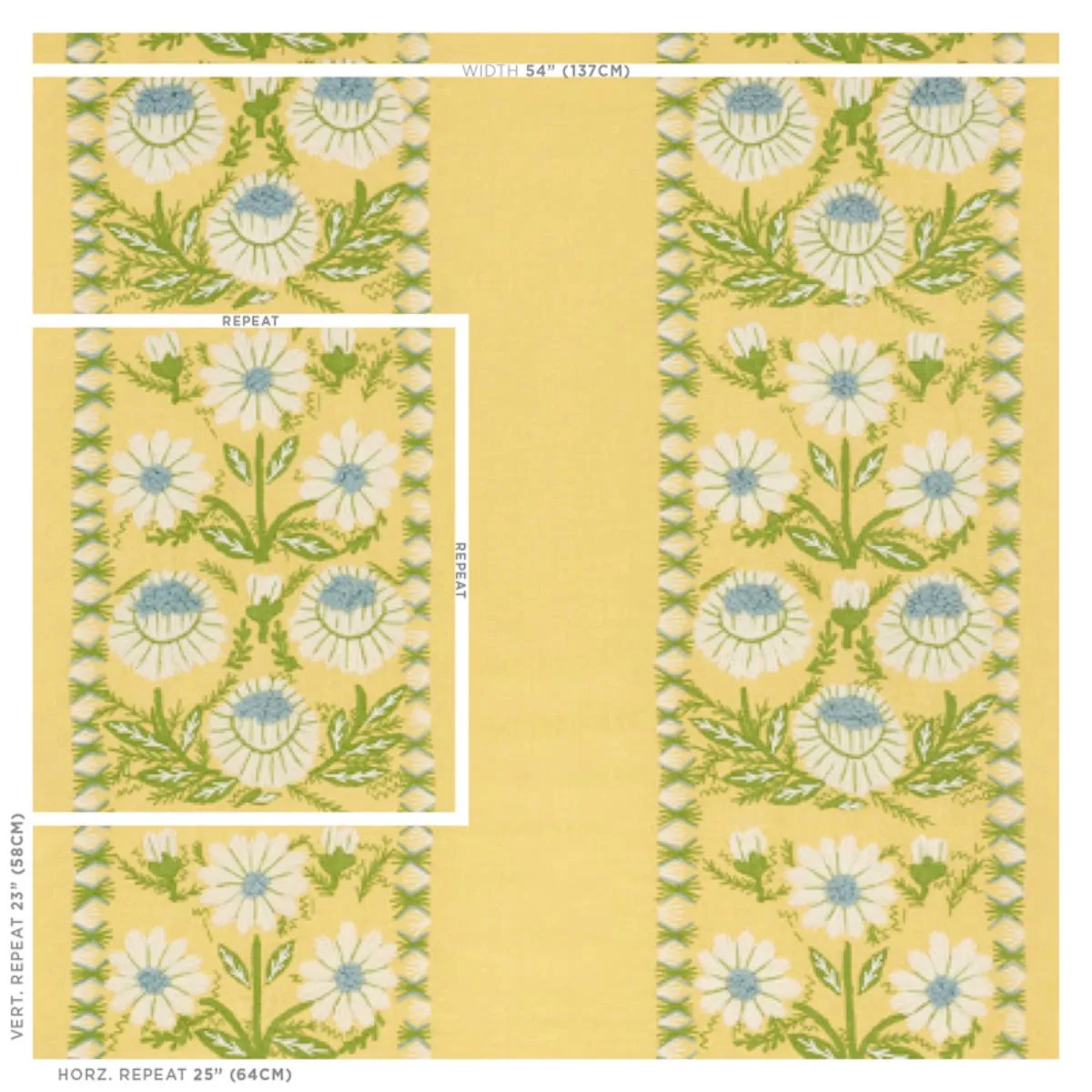 Schumacher 72333 Marguerite Embroidery Buttercup fabric swatch