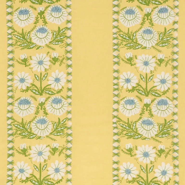 Schumacher 72333 Marguerite Embroidery Buttercup fabric swatch