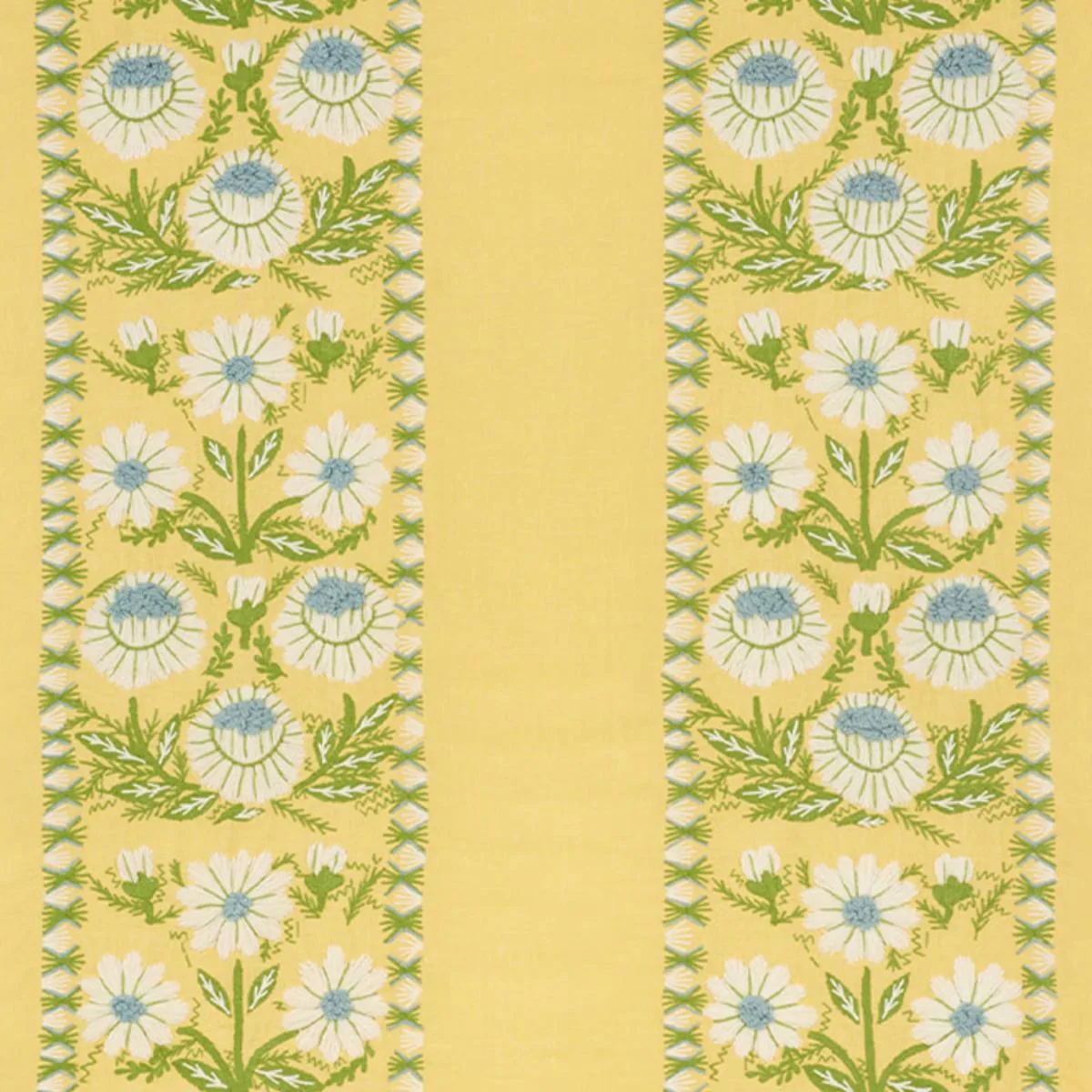 Schumacher 72333 Marguerite Embroidery Buttercup fabric swatch