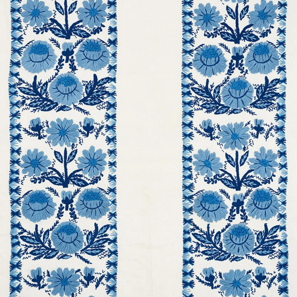 Schumacher 72330 Marguerite Embroidery Sky fabric swatch