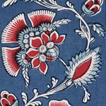 Schumacher 180530 Marielle Vine Denim & Red fabric swatch