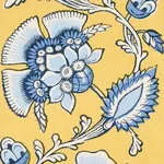 Schumacher 180532 Marielle Vine Yellow & Delft fabric swatch