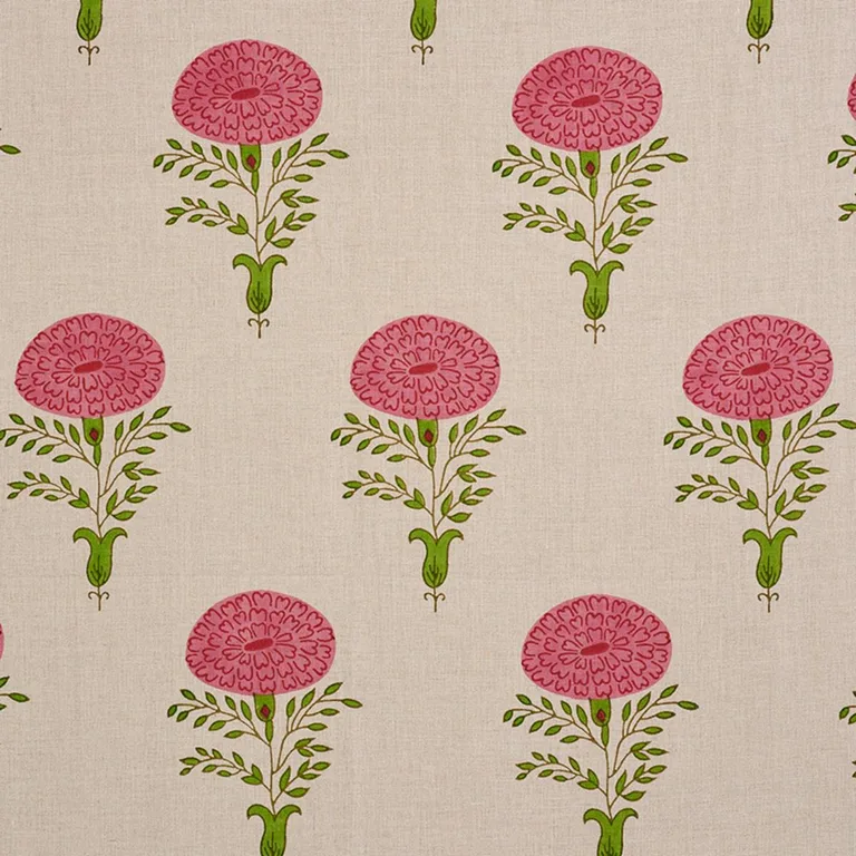 Schumacher 179321 Marigold Hand Block Print Pink fabric swatch
