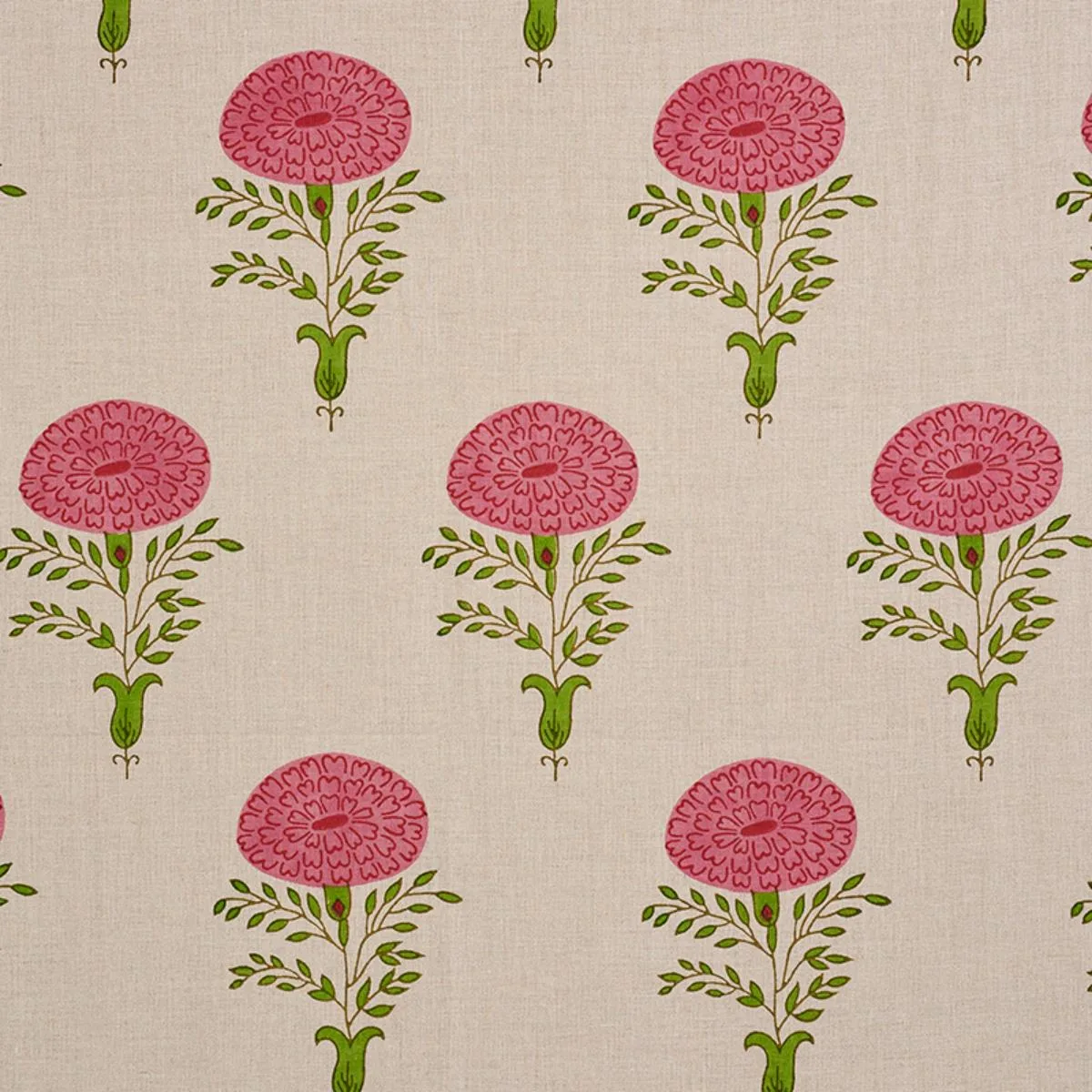 Schumacher 179321 Marigold Hand Block Print Pink fabric swatch
