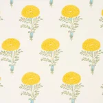 Schumacher 179320 Marigold Hand Block Print Yellow fabric swatch