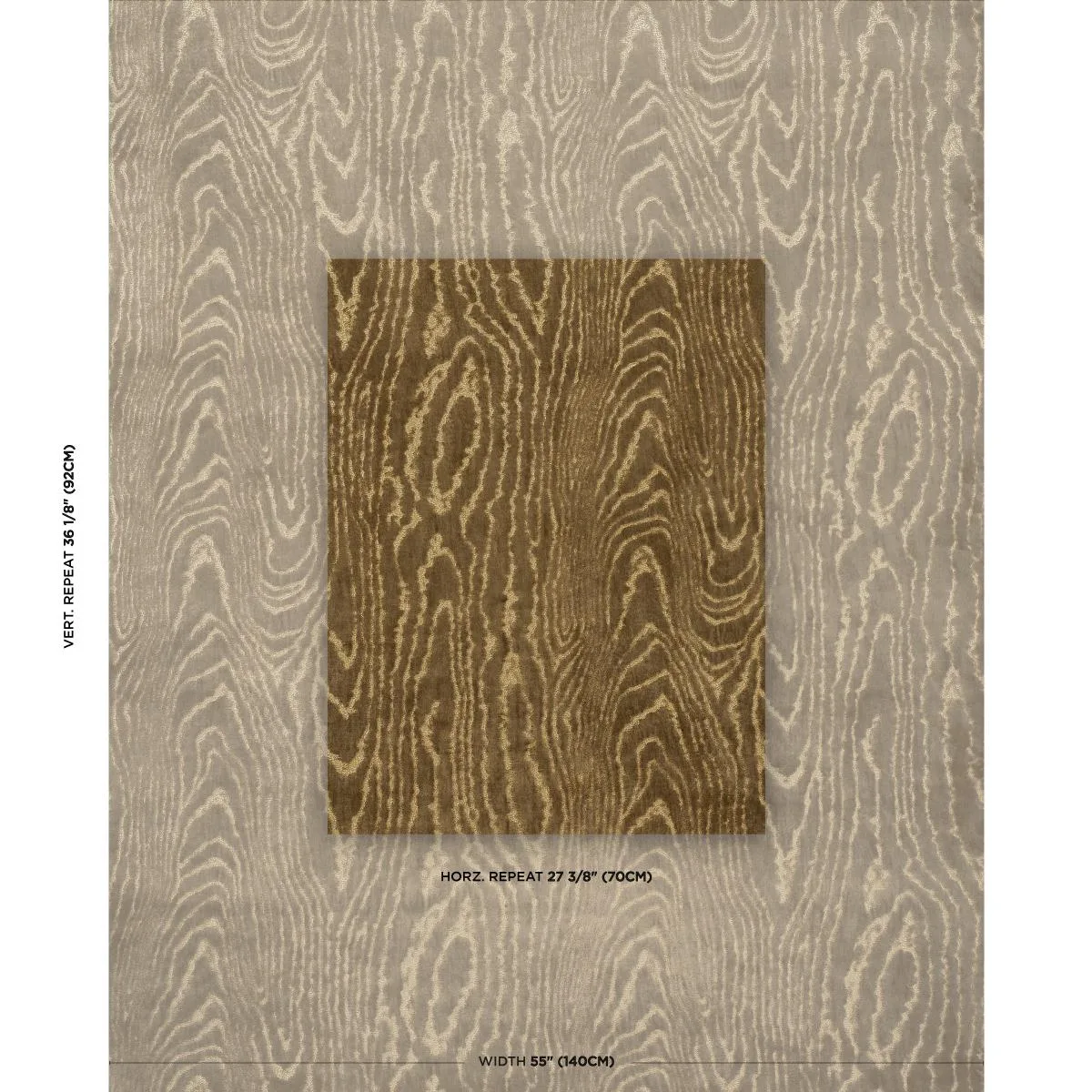 Schumacher 82750 Marisa Moire Velvet Camel fabric swatch