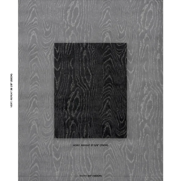 Schumacher 82751 Marisa Moire Velvet Smoke fabric swatch