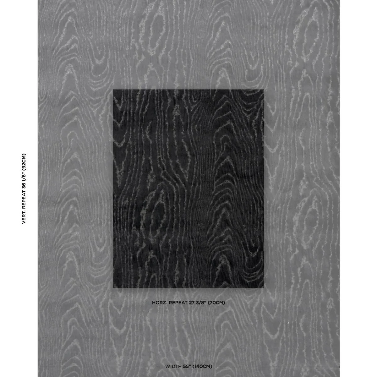 Schumacher 82751 Marisa Moire Velvet Smoke fabric swatch