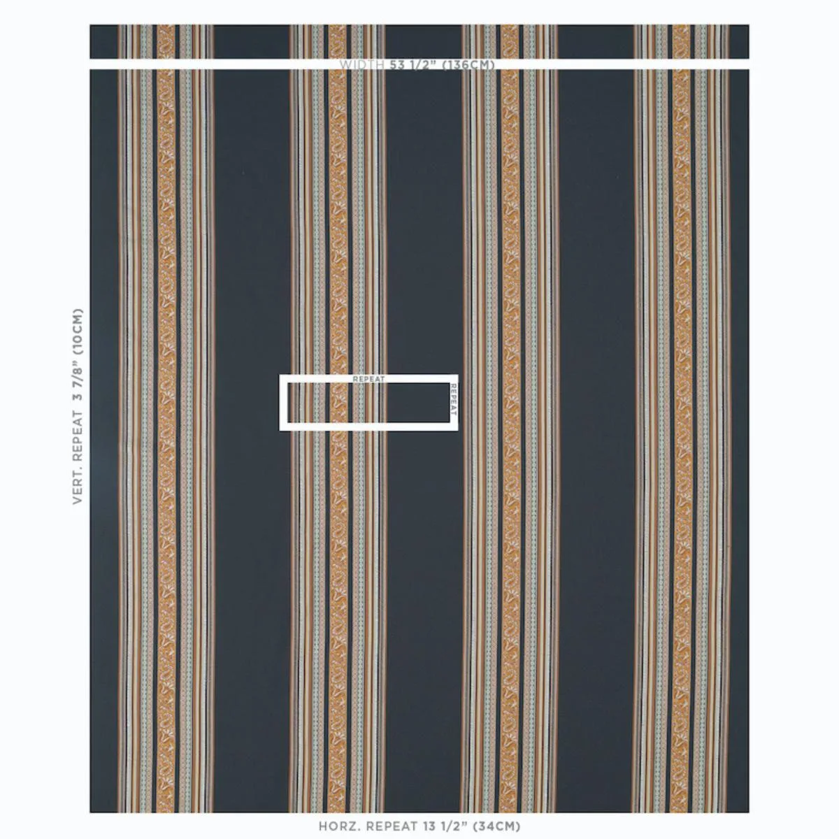 Schumacher 78600 Markova Stripe Black fabric swatch