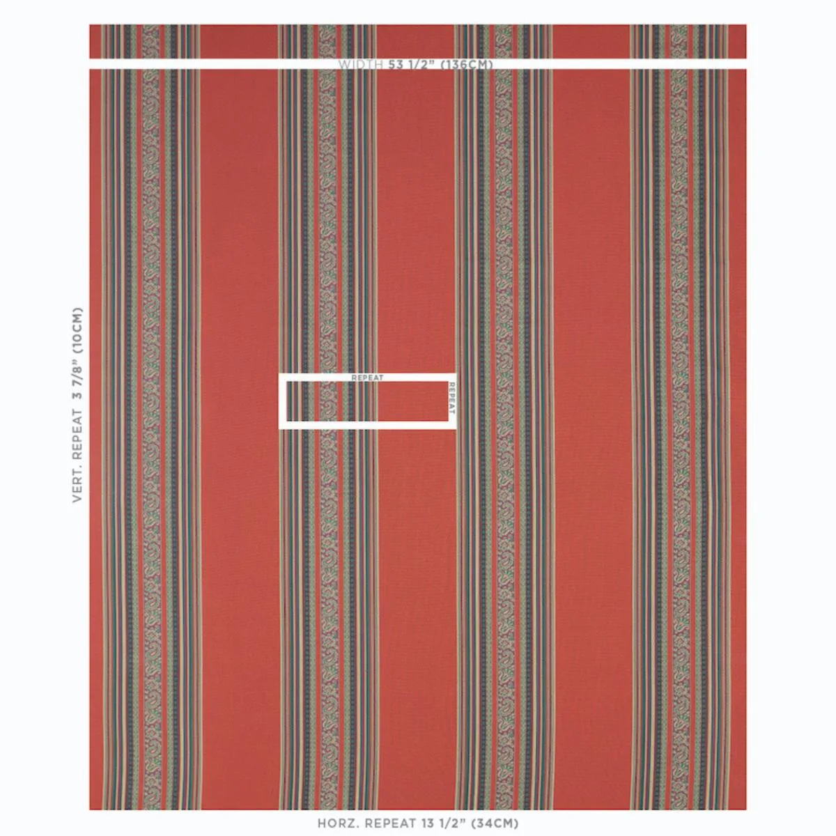 Schumacher 78601 Markova Stripe Red fabric swatch
