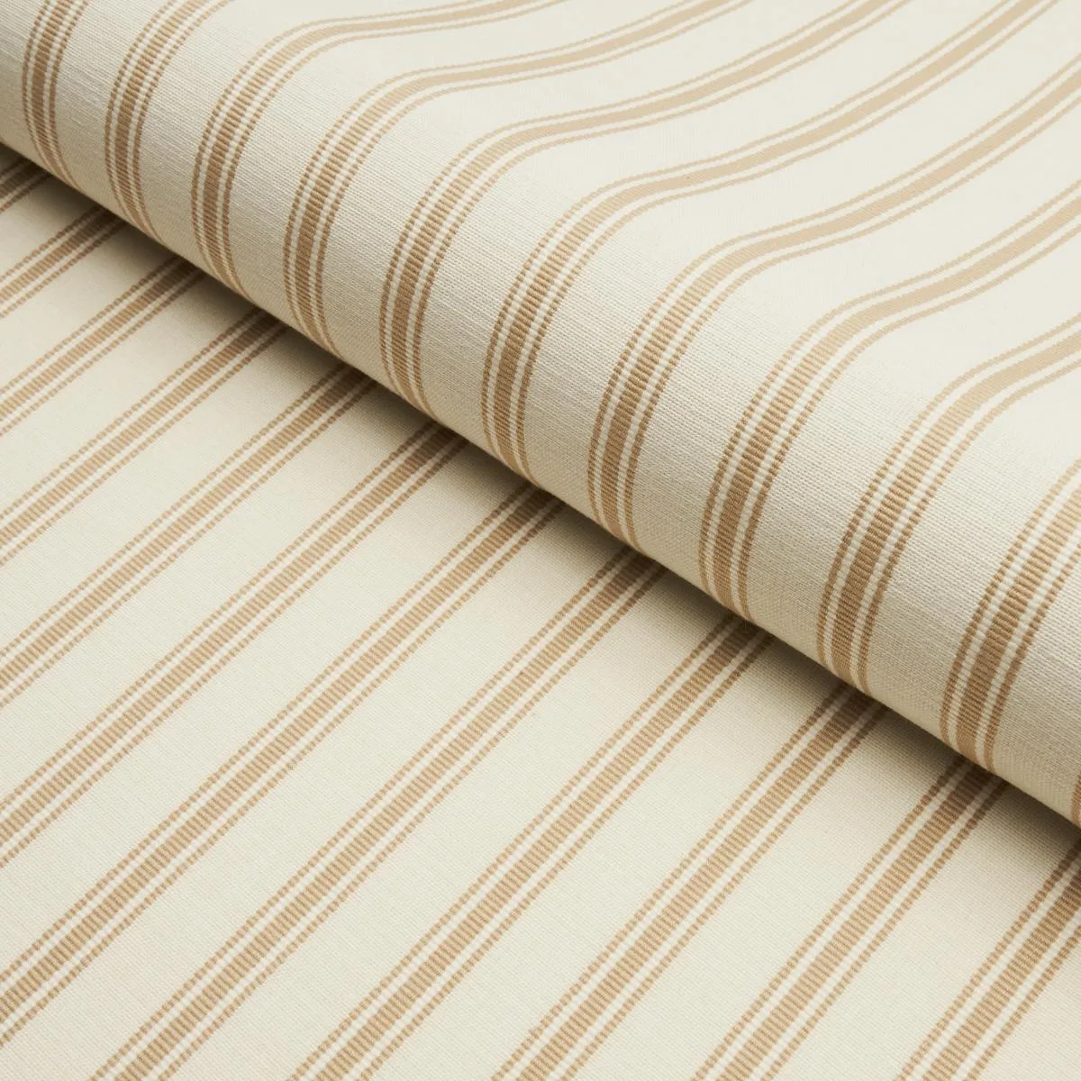Schumacher 82202 Marquet Ticking Stripe Sand fabric swatch