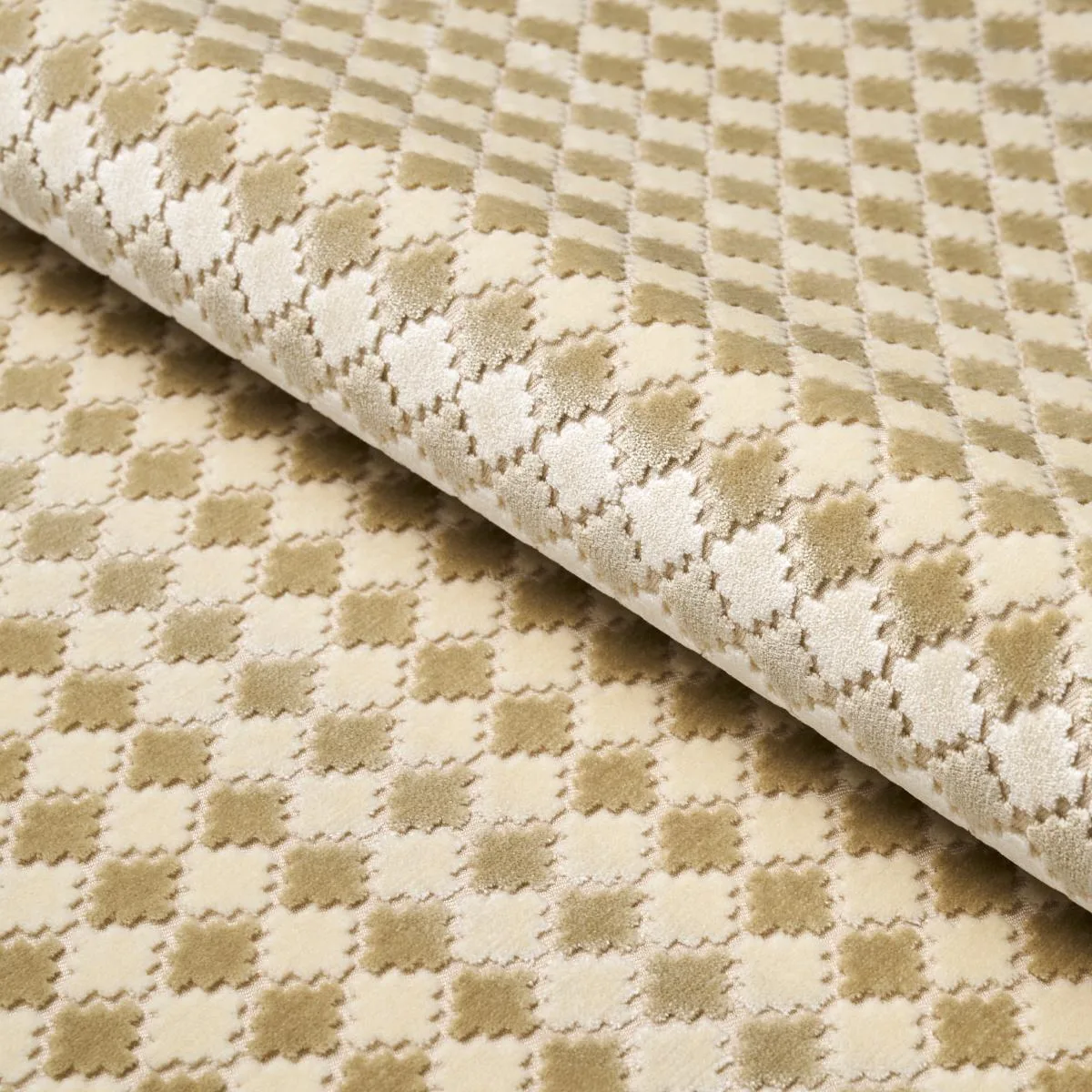 Schumacher 65644 Marrakesh Velvet Champagne fabric swatch