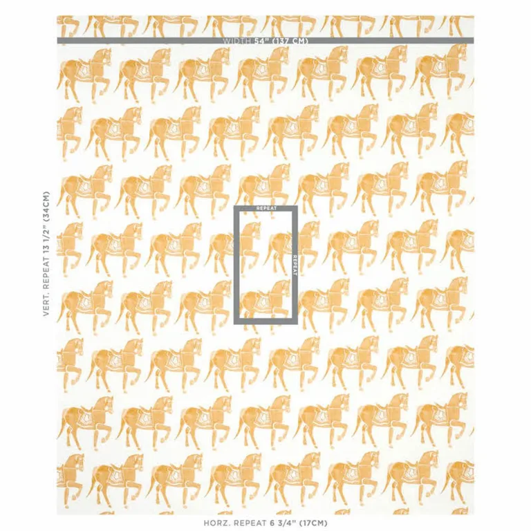 Schumacher 179131 Marwari Horse Mustard fabric swatch