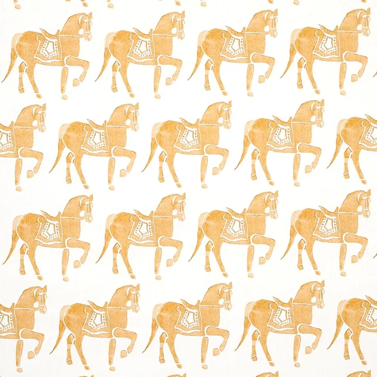 Schumacher 179131 Marwari Horse Mustard fabric swatch