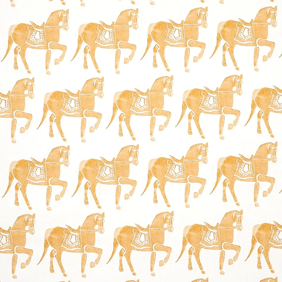 Schumacher 179131 Marwari Horse Mustard fabric swatch