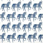 Schumacher 179130 Marwari Horse Navy fabric swatch