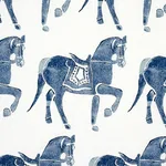 Schumacher 179130 Marwari Horse Navy fabric swatch