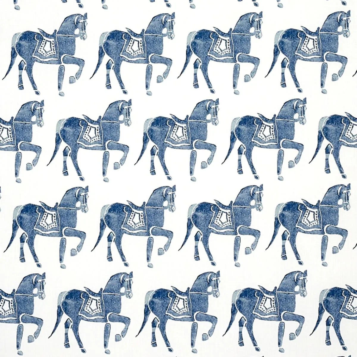 Schumacher 179130 Marwari Horse Navy fabric swatch