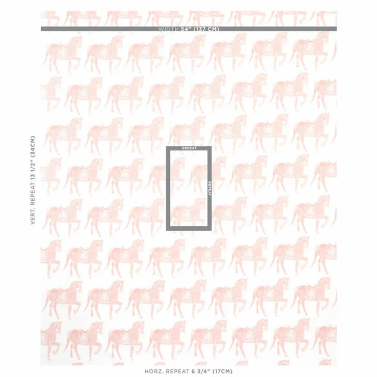 Schumacher 179132 Marwari Horse Pink fabric swatch
