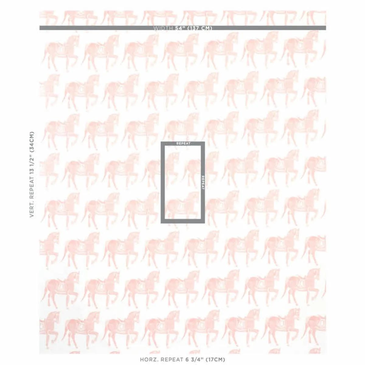 Schumacher 179132 Marwari Horse Pink fabric swatch