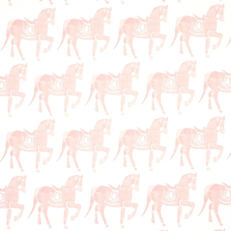Schumacher 179132 Marwari Horse Pink fabric swatch