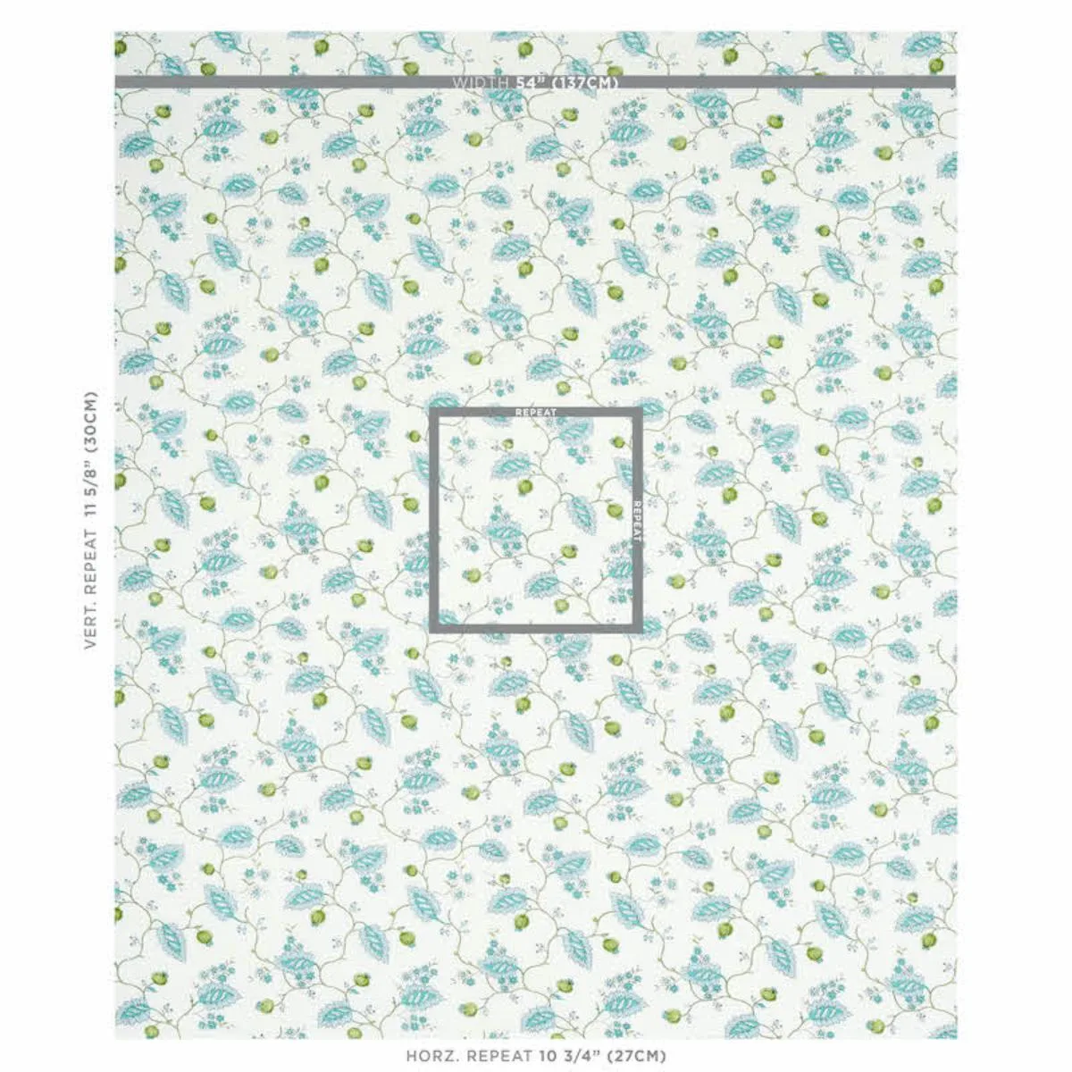 Schumacher 179451 Maryam Vine Peacock fabric swatch
