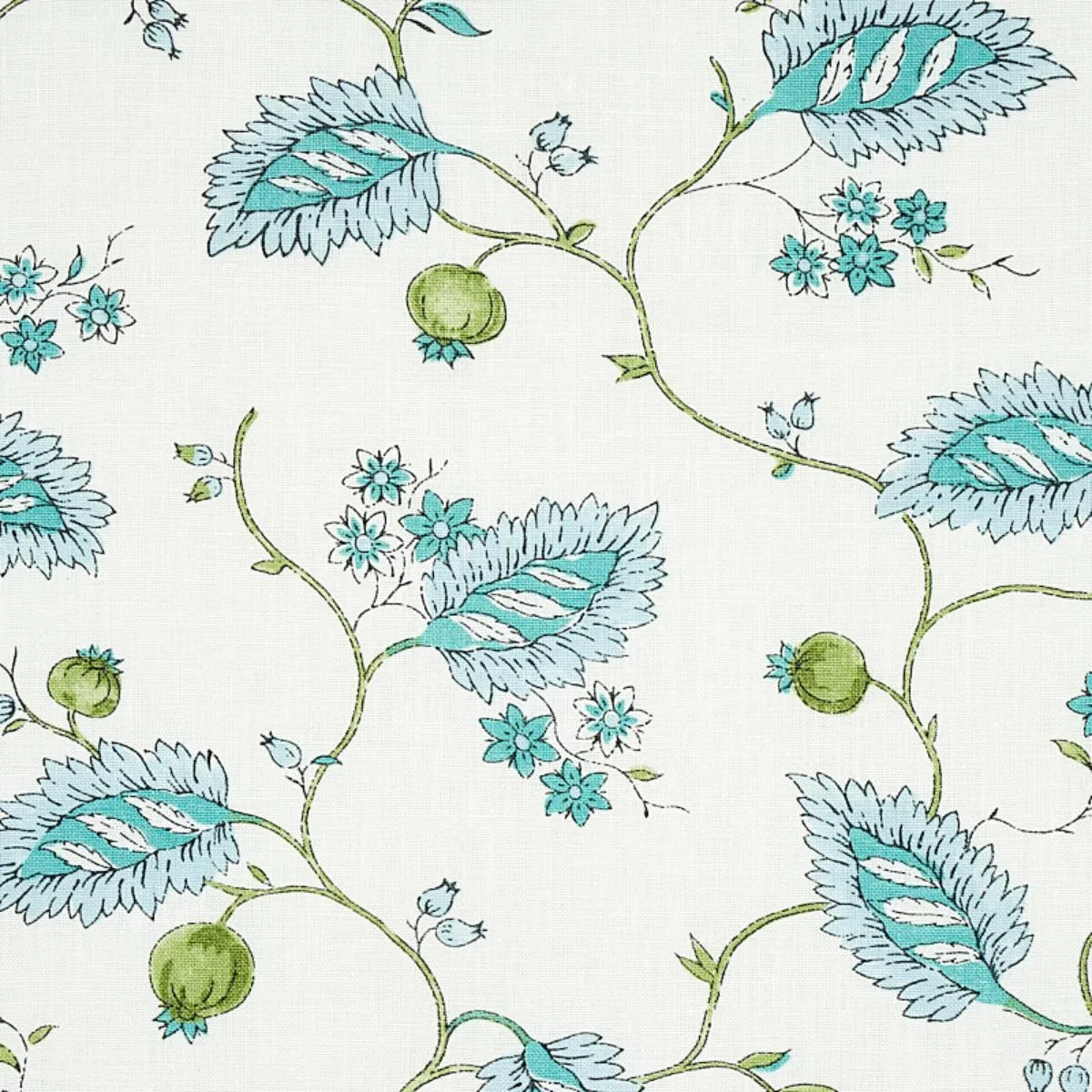 Schumacher 179451 Maryam Vine Peacock fabric swatch