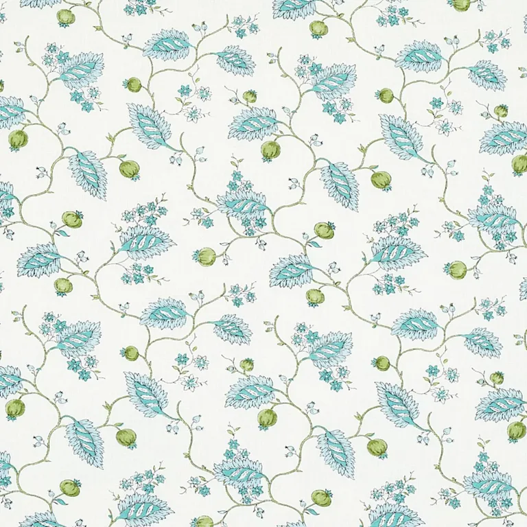 Schumacher 179451 Maryam Vine Peacock fabric swatch